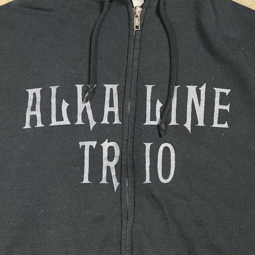 Vintage Y2K Alkaline Trio Sweatshirt Size XL Black Fleece Full Zip Hoodie Rock - Picture 3 of 7